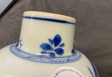 A Chinese blue and white five-piece garniture, Kangxi